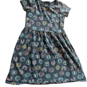 Jumping Beans All-Day-Play Dress Girls Size 6 Peace Rainbow Smiley